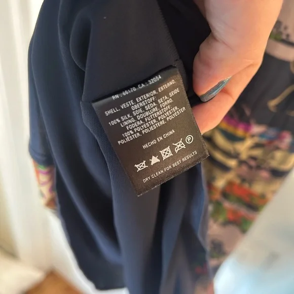 Anthropologie Leifnotes Silk Printed Blue Dress Size 6 - Picture 7 of 8